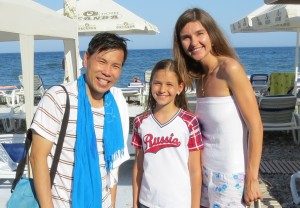 Renata, with her mom, Valerie, came to meet us at the ‘Swim for Peace’ event.