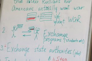 An interesting idea from one of the discussion groups was to try ‘exchanging state authorities’: imagine Obama and John Kerry trying to get Russians to explain why a society should accept the gun-sale practices of the U.S. National Rifle Association because of a constitutional amendment.